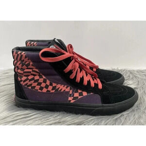 Vans Sk8 Hi Reissue Checkerboard Warp Black Paprika Pink Purple Shoes Women 10.5